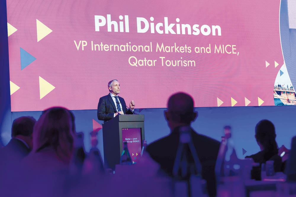 Phil Dickinson, Qatar Tourism VP International Markets and MICE, speaking during the event.