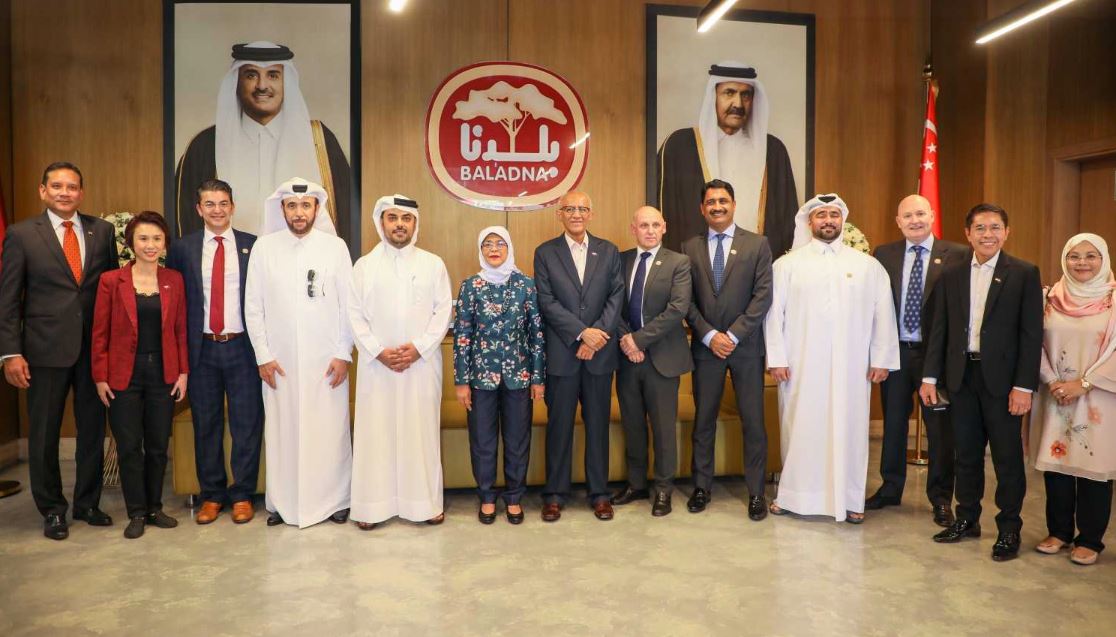 President of Singapore H E Halimah Yacob and other officials during her visit to Baladna.