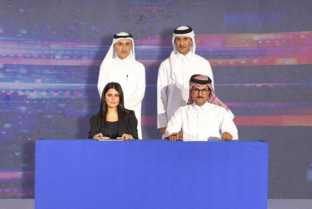 Vodafone Qatar and Microsoft officials during the signing ceremony.