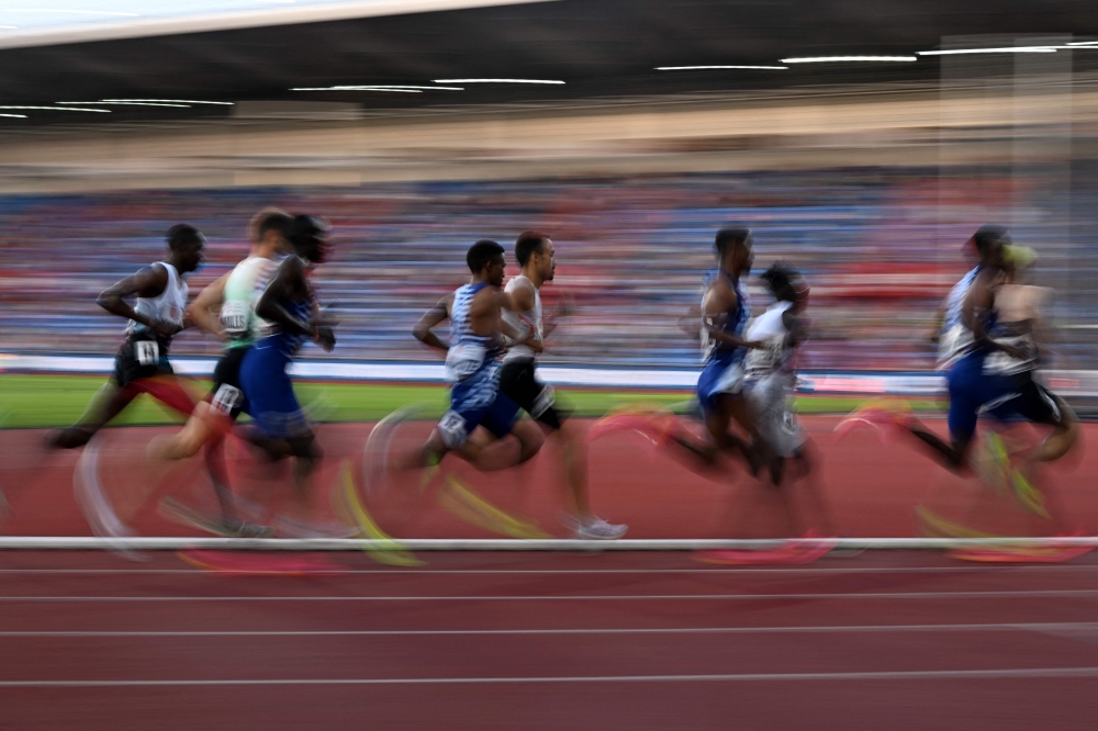 Athletes compete in the Men's 1500m event at the IAAF 2023 Golden Spike Athletics Meeting in Ostrava, Czech Republic on June 27, 2023. (Photo by Michal Cizek / AFP)
