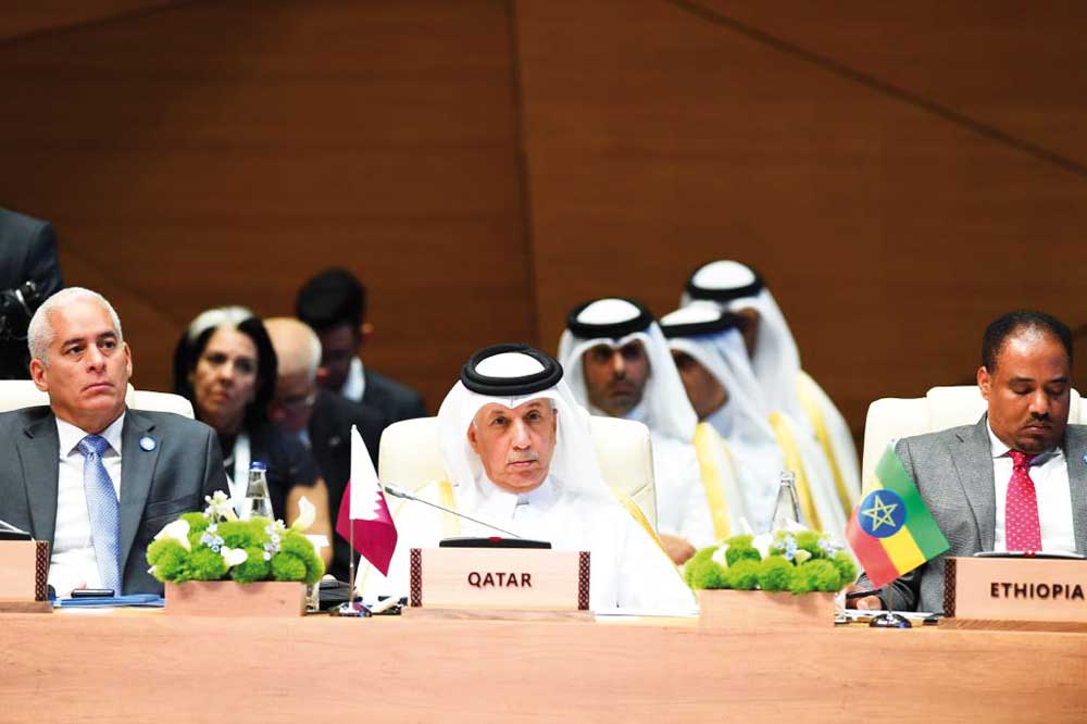 Minister of State for Foreign Affairs H E Sultan bin Saad Al Muraikhi attending  the NAM meeting in Baku.
