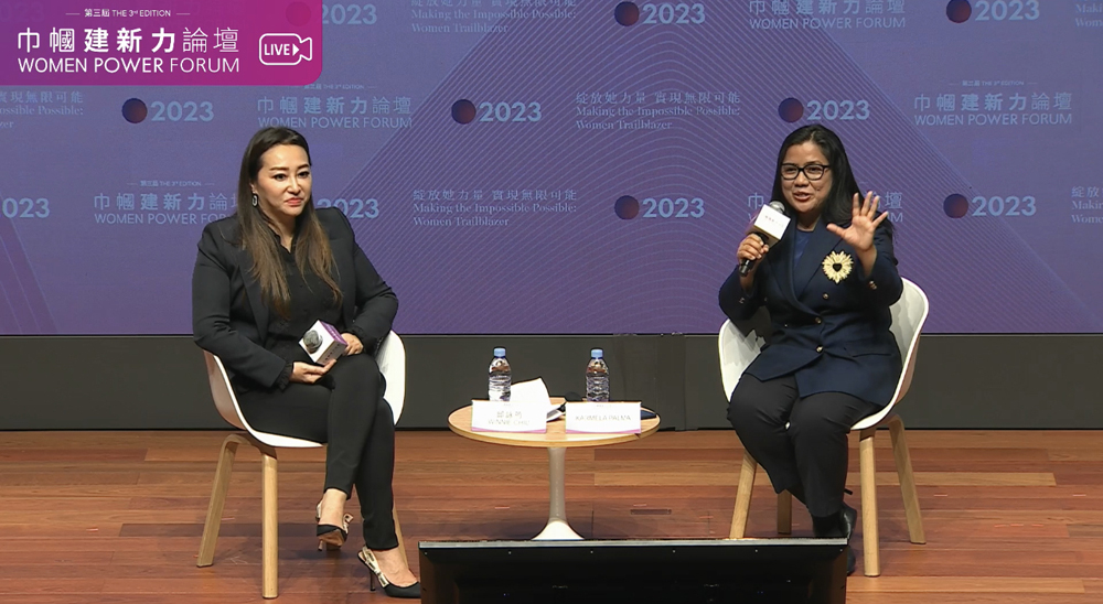 QPWN Head Karmela Palma (left) during her talk at the 3rd Women Power Forum held in Hong Kong. 