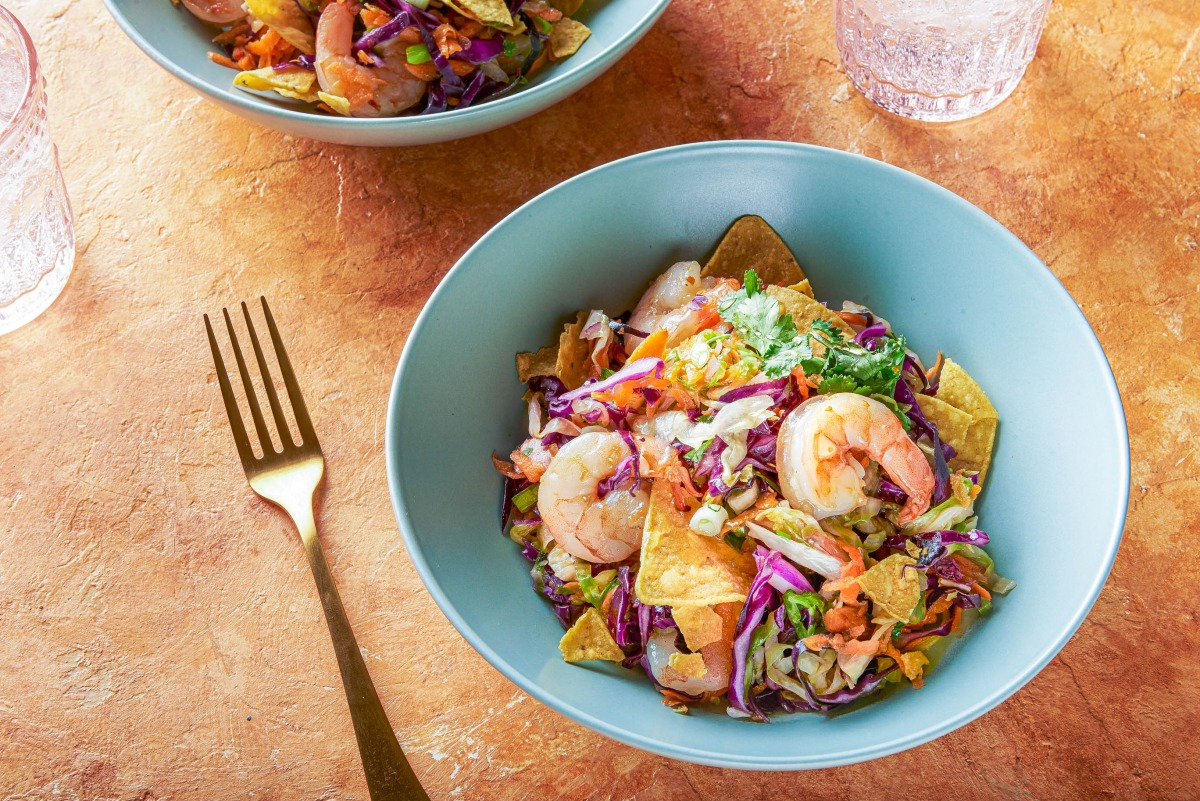 Hot honey shrimp and a crisp slaw make a quick meal for summer nights. Photo for The Washington Post by Rey Lopez
