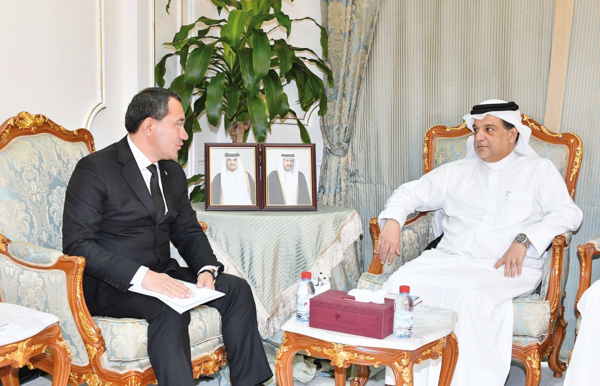 QC board member Mohamed bin Ahmed Al Obaidli with Mergen Gurdov, Chairman of Turkmenistan Chamber of Commerce and Industry. 