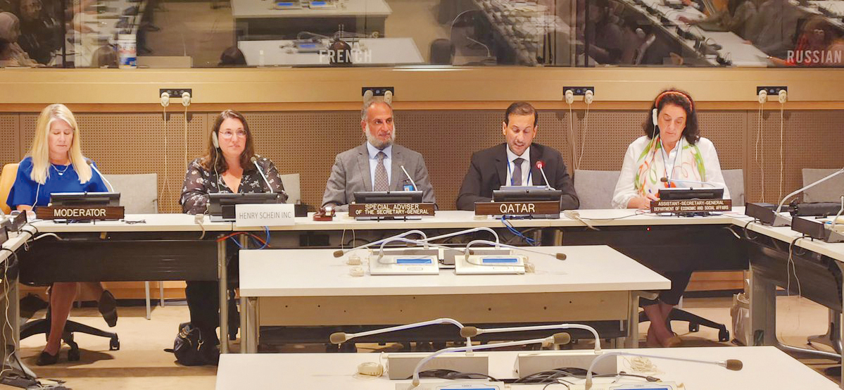 Director of the International Cooperation Department at the Ministry of Foreign Affairs, H E Ambassador Shaheen Ali Al Kaabi (second right) addressing the event.