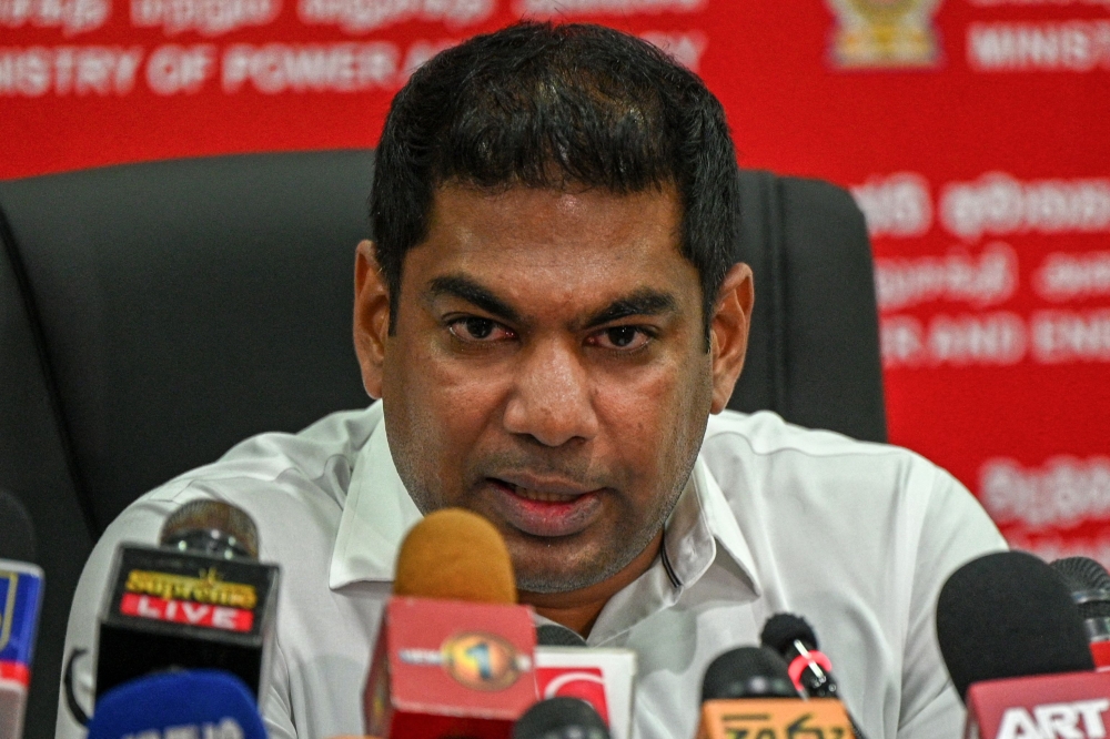 Sri Lanka's Energy Minister Kanchana Wijesekera speaks during a press conference in Colombo on August 15, 2023. (Photo by Ishara S. Kodikara / AFP)