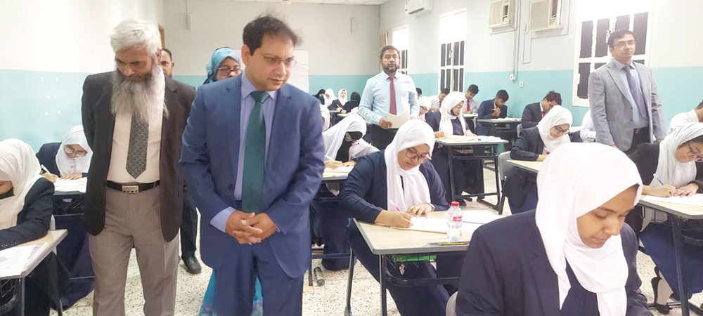 Ambassador of Bangladesh to Qatar H E Md Nazrul Islam with students during the HSC examination.