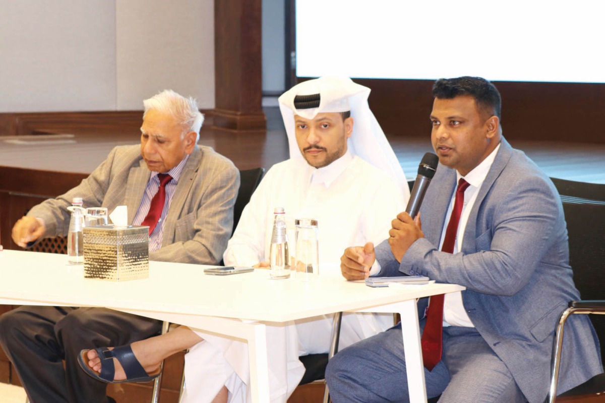 From left: Qatar Cricket Association's (QCA) Technical Expert Manzoor Ahmad. QCA CEO Khaled Al Suwaidi and QCA  Director of Youth Tournaments Christopher Raja during a press conference. 