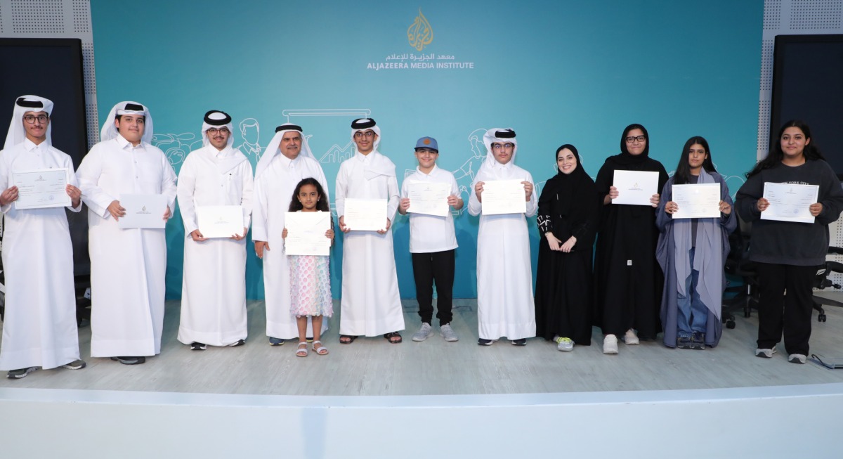 Al Jazeera Media Institute students pose for a photograph.