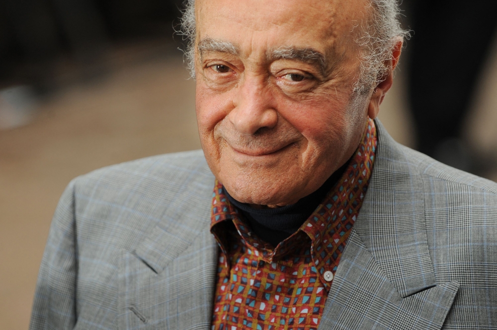 (Files) Egyptian-born businessman Mohamed Al Fayed attends the UK premiere of 'Bruno', held at Empire Leicester Square Central London on June 17, 2009. (Photo by Ben Stansall / AFP)