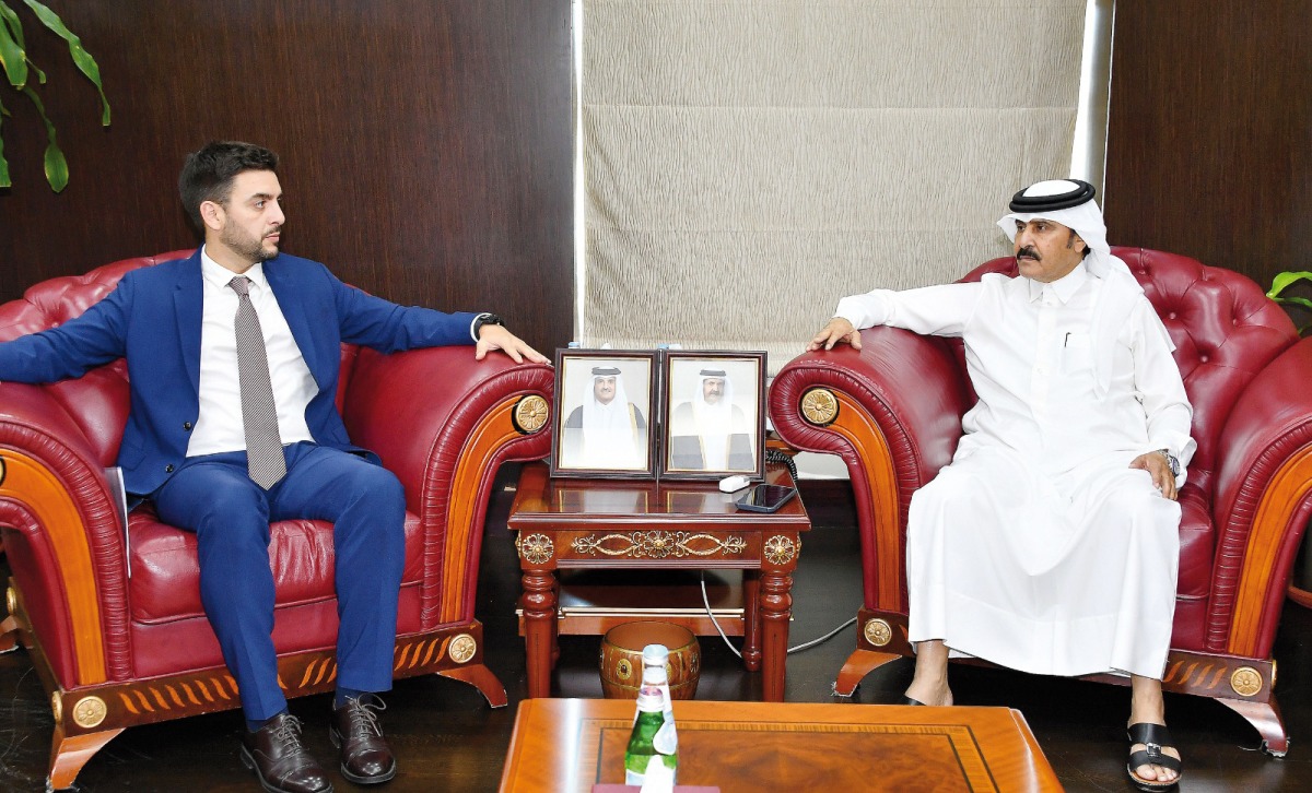 QC Second Vice Chairman, Rashid bin Hamad Al Athba with Undersecretary for Multilateral and Bilateral Economic Negotiation at the Ministry of Foreign Affairs and International Trade in Argentina, H E Ramiro Ordoqu, during the meeting.