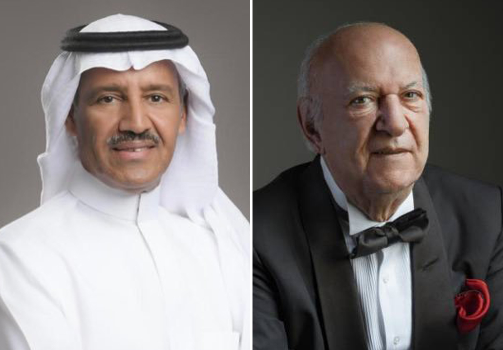 (L) Khaliji artists Khalid Abdurahman, (L) Egyptian musician, Omar Khairat