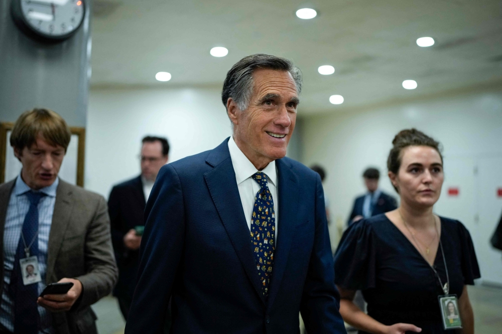 Sen. Mitt Romney (R-UT) walks through the Senate subway at the U.S. Capitol on September 11, 2023 in Washington, DC. (Photo by Drew Angerer / GETTY IMAGES NORTH AMERICA / Getty Images via AFP)
