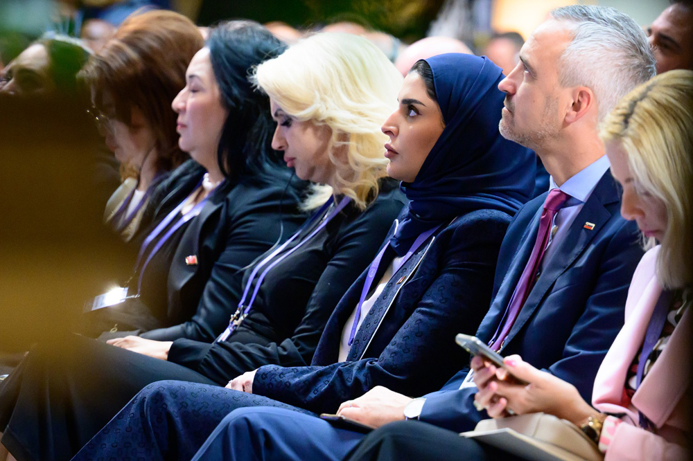 Minister of Social Development and Family H E Maryam bint Ali bin Nasser Al Misnad   (third right) at the opening of the Summit.  