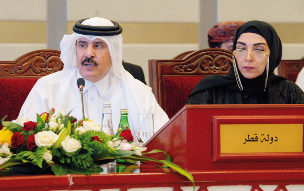 Qatar Chamber's Second Vice-Chairman Rashid bin Hamad Al Athba, and board member Ibtihaj Al Ahmadany during the consultative meeting in Salala, Oman.