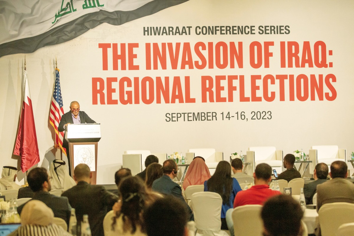 Dr. Safwan Masri, Dean of GU-Q, speaking during the conference.