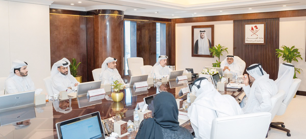 Minister of Justice H E Masoud bin Mohammed Al Ameri with members of the Lawyers Admissions Committee during the meeting.