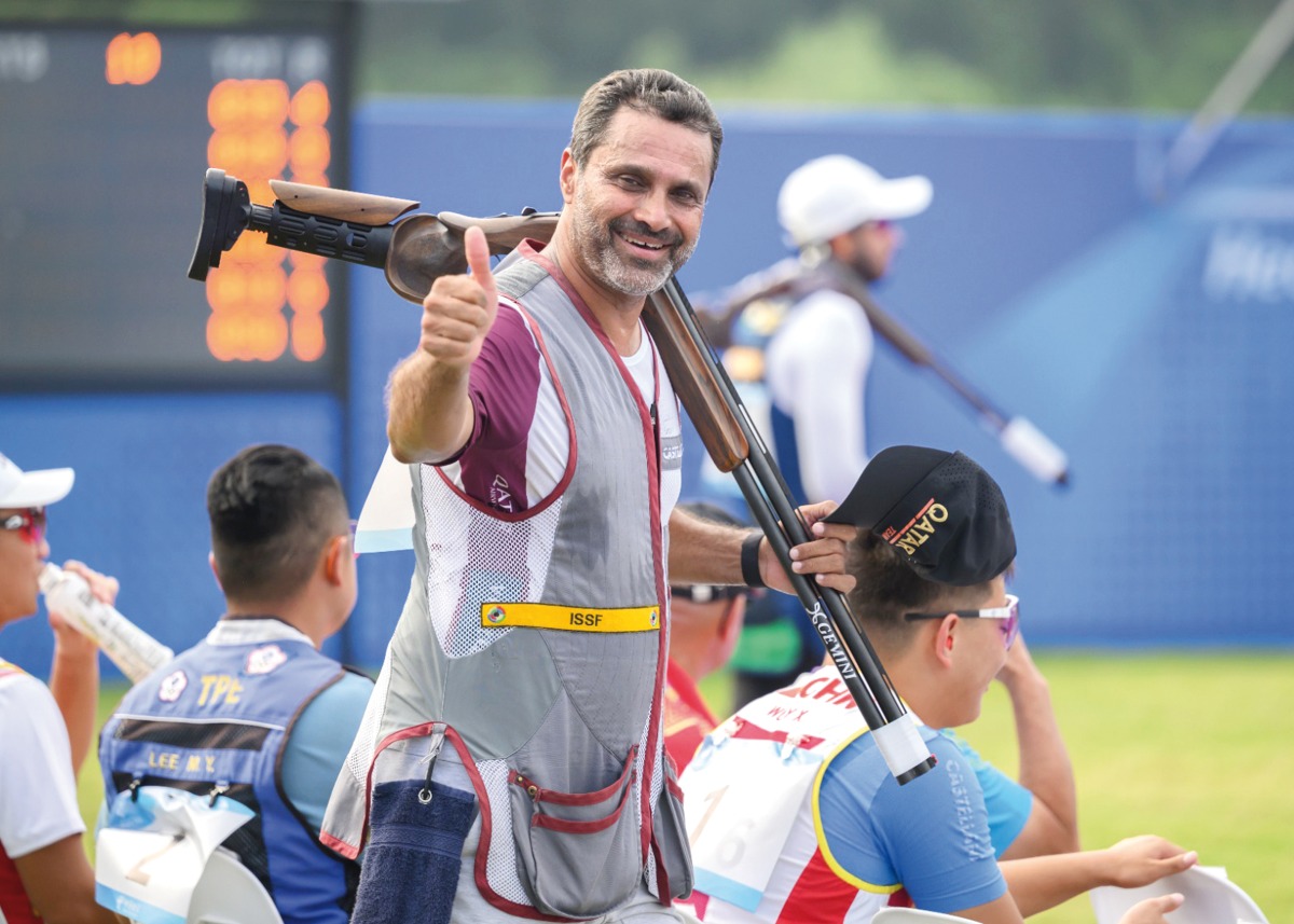 Al Attiyah celebrates after winning the individual bronze.