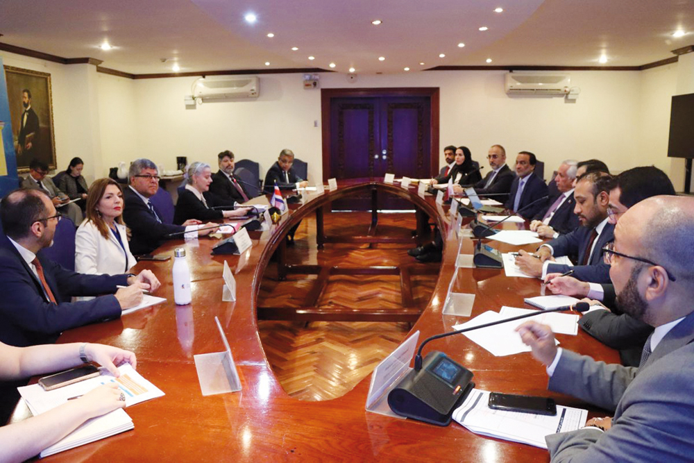 Minister of State for Foreign Affairs H E Sultan bin Saad Al Muraikhi chairing Qatar's side at talks.