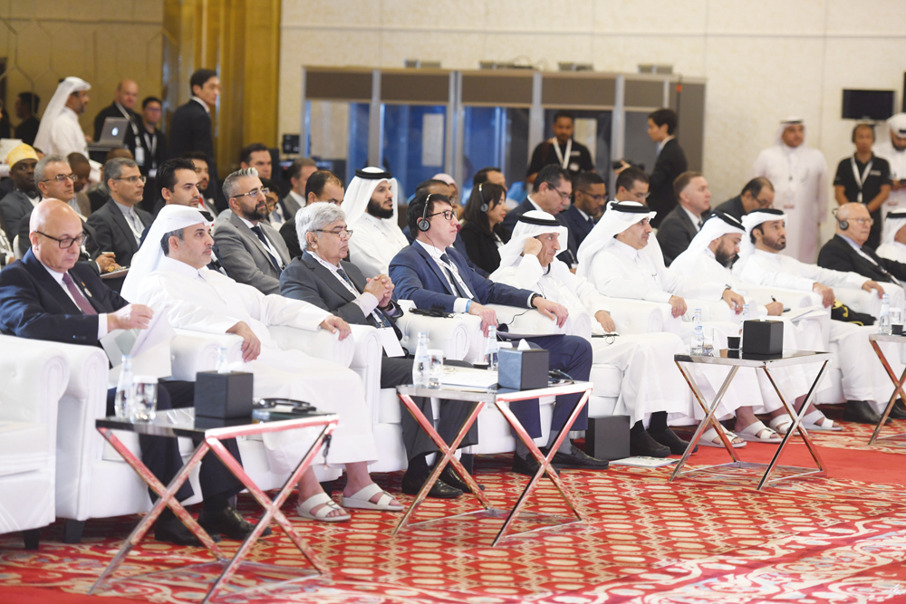 Minister of Municipality H E Dr. Abdullah bin Abdulaziz bin Turki Al Subaie and other officials attending IOFS forum in Doha yesterday. Pic: Amr Diab