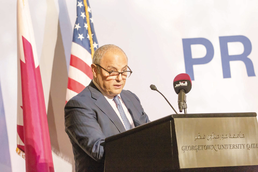 Dean of GU-Q, Dr. Safwan Masri addressing the conference.