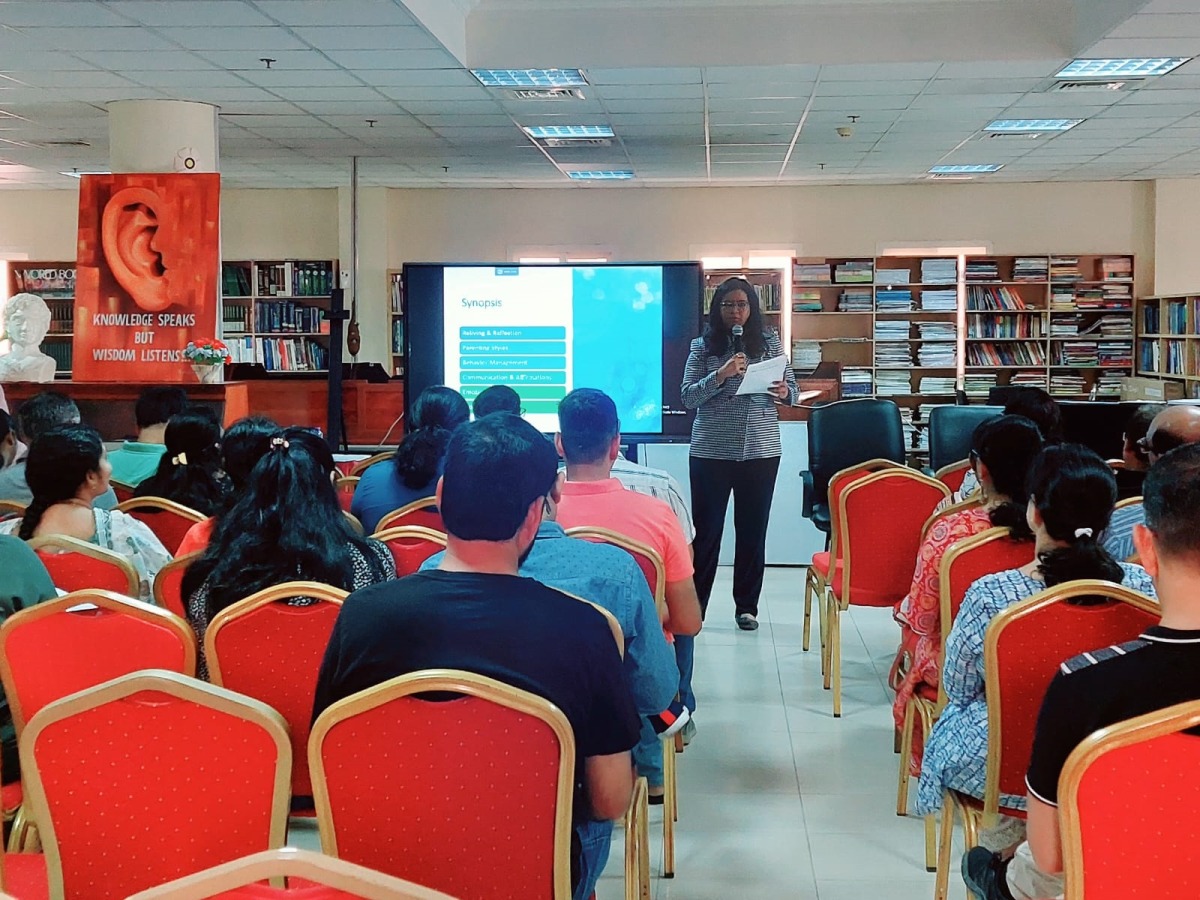 Parents participating in a workshop organised by Birla Public School.