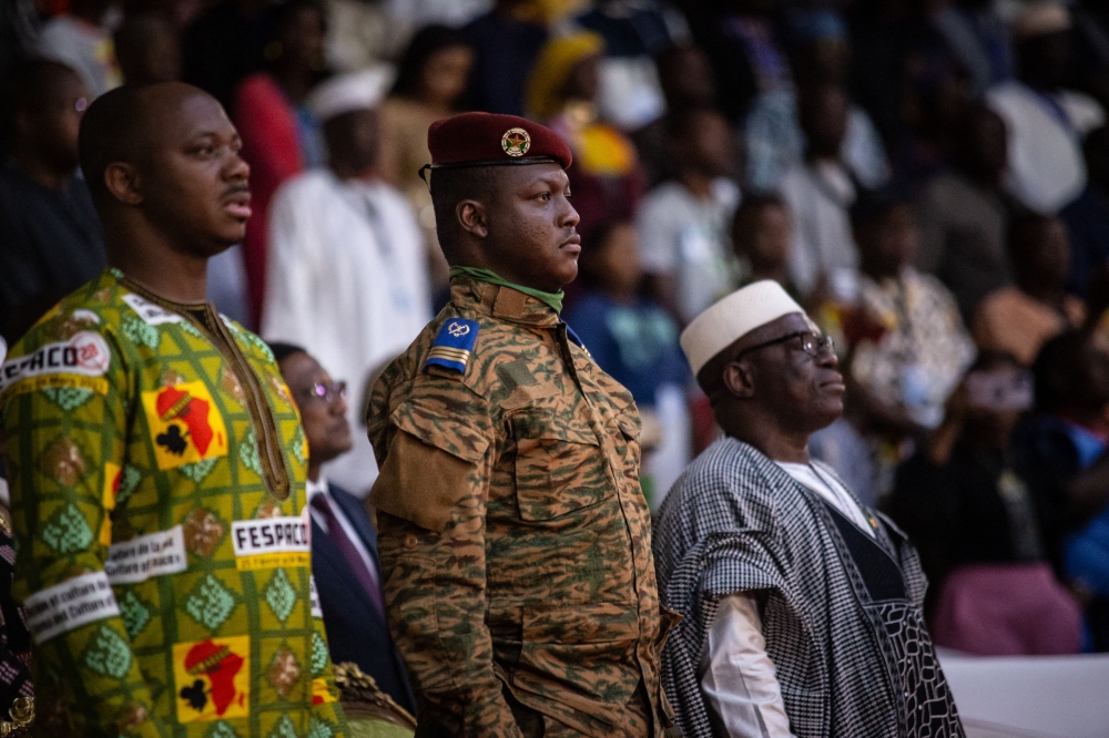 AFP File photo: Burkina Faso military leader Captain Ibrahim Traore (centre) attends the closing ceremony of the 28th Pan-African Film and television Festival, in Ouagadougou, on March 4, 2023.
