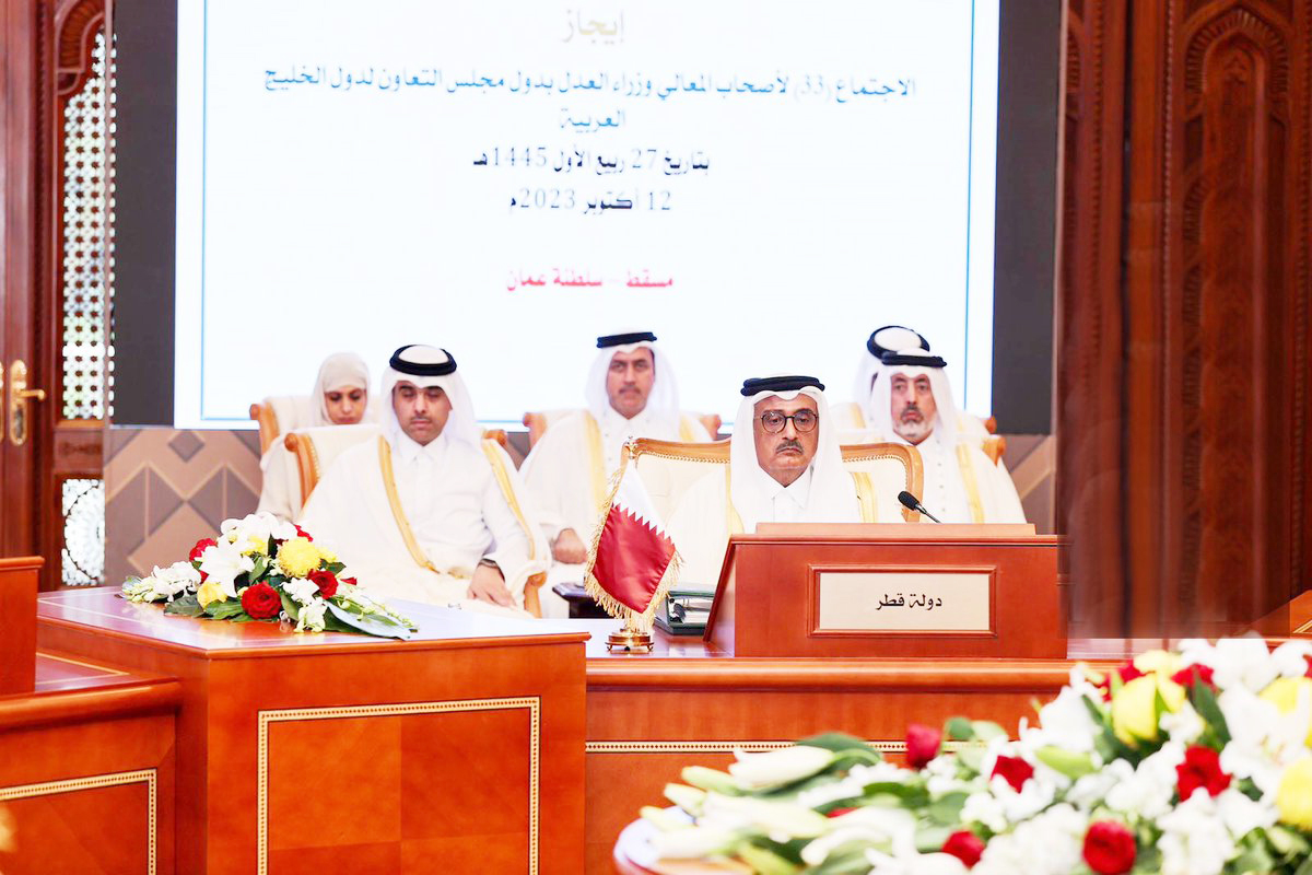 Minister of Justice H E Masoud bin Mohammed Al Ameri taking part in the meeting of Their Excellencies the Ministers of Justice of the Cooperation Council for the Arab States of the Gulf in Oman.