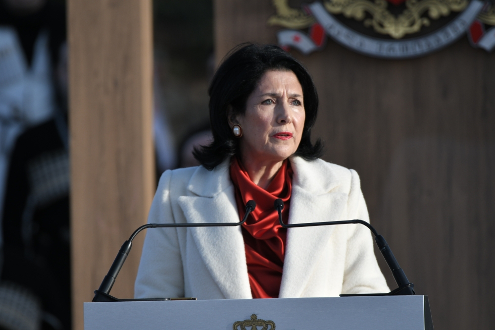 File Photo: Georgia's President Salome Zurabishvili gives a speech during her inauguration ceremony in Telavi on December 16, 2018. (AFP)