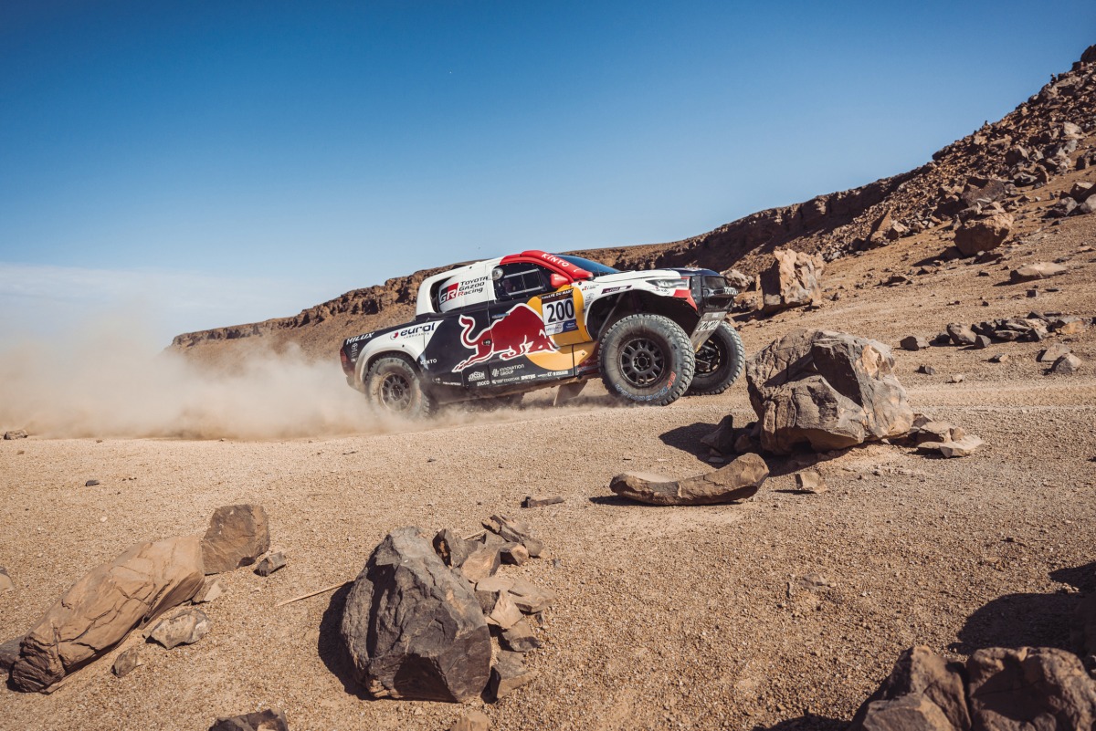 Nasser Al Attiyah in action during the third stage.