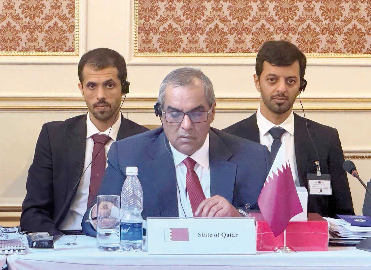 Major General Hamad Othman Al Dehaimi with the Qatari delegation at the event.