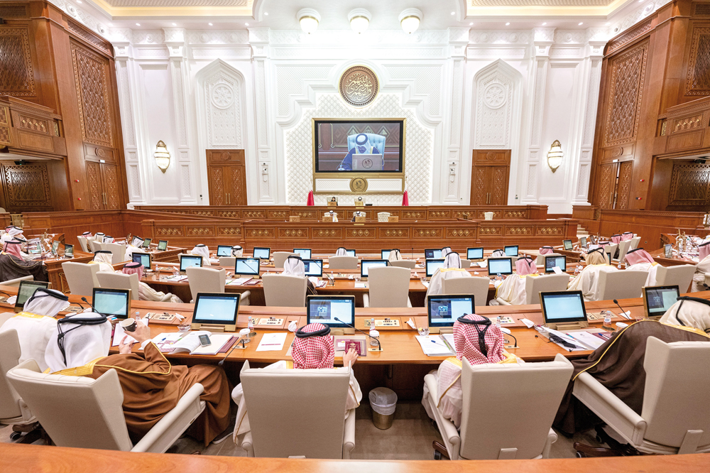 A file photo of Shura Council Speaker H E Hassan bin Abdullah Al Ghanim chairing the Council’s session.
