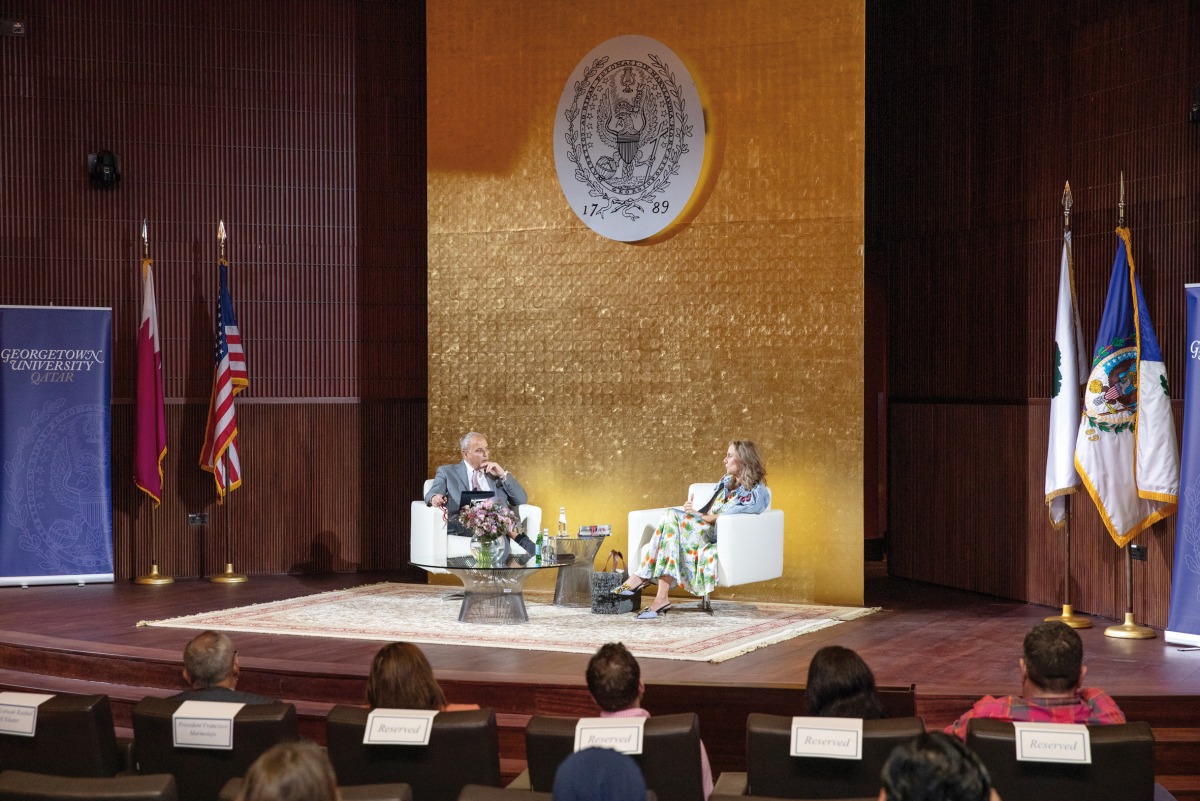 Amal Ghandour in conversation with Dean of GU-Q, Dr. Safwan Masri.