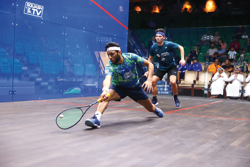 Qatar's Abdulla Mohamed Al Tamimi in action against Victor Crouin during the semi-final yesterday.