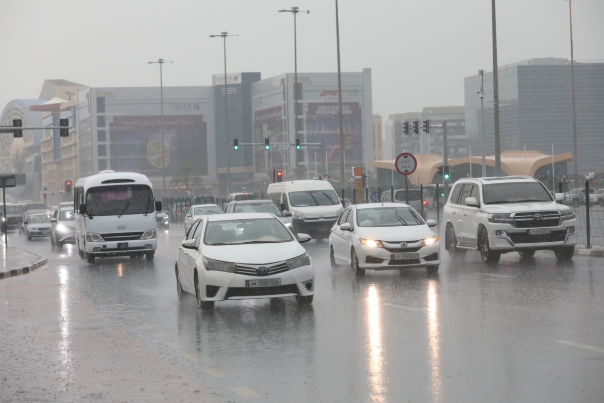 Vehicles on Old Airport Road during the recent rain on Thursday, October 26, 2023. Pic: Salim Matramkot / The Peninsula  