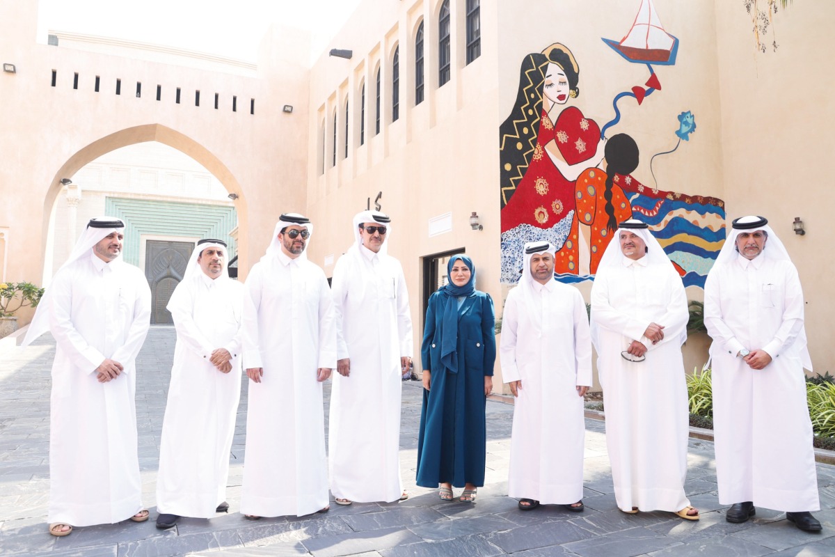 Katara General Manager, Prof. Dr. Khalid bin Ibrahim Al Sulaiti (third right), artist Lina Al Aali (fourth right) and other officials during the unveiling.