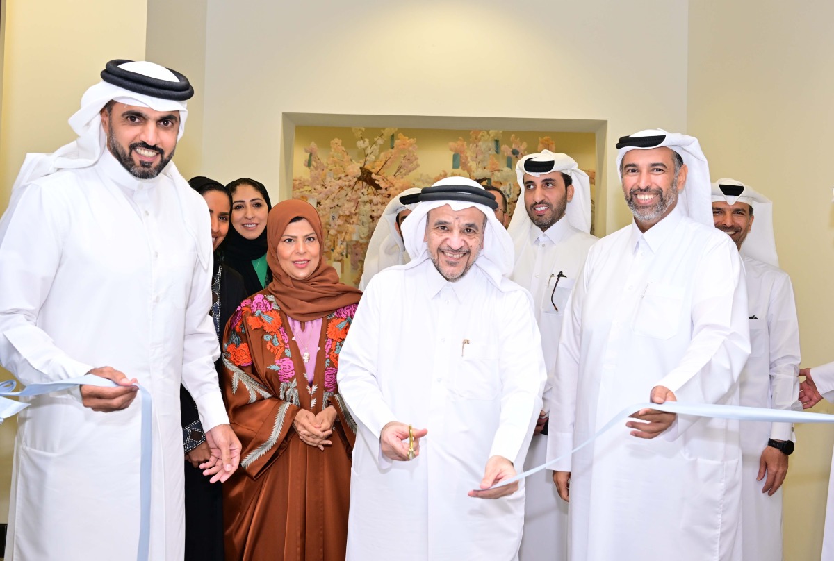 Minister of Environment and Climate Change H E Sheikh Dr. Faleh bin Nasser Al Thani (first right) and QU President Dr. Omar Al Ansari (centre) during the inauguration of the new headquarters.