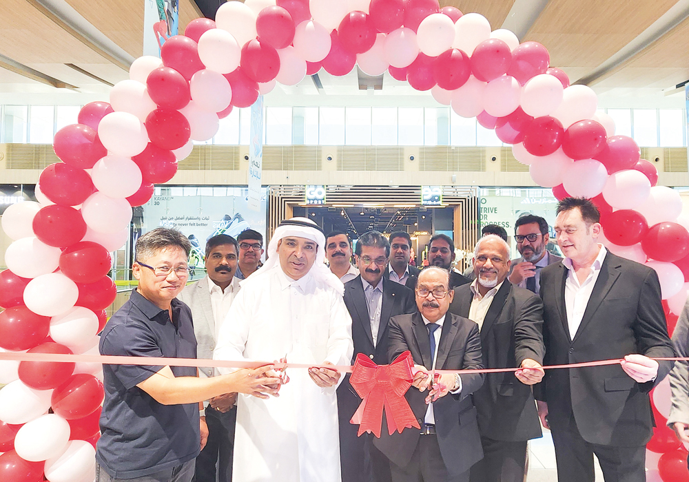Vice Chairman & Managing Director of Video Home & Electronic Centre & Jumbo Electronics Sajed Jassim Mohammed Sulaiman; Director & CEO of Jumbo Electronics C V Rappai along with other officials during the inauguration of the brand store.