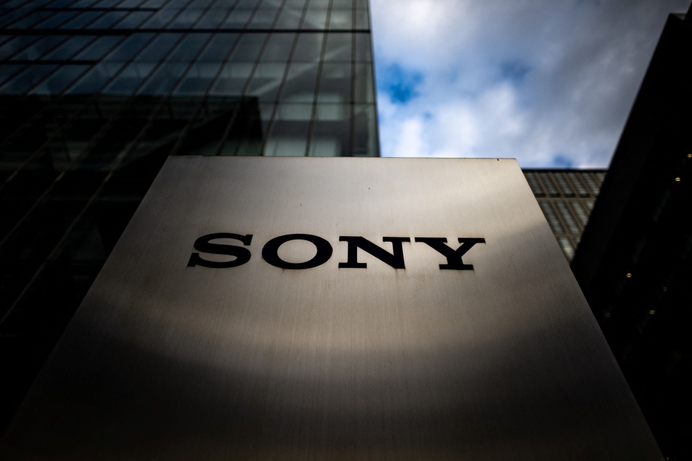 This file photo taken on January 31, 2023 shows the Sony logo outside the company's headquarters in Tokyo. Photo by Philip FONG / AFP