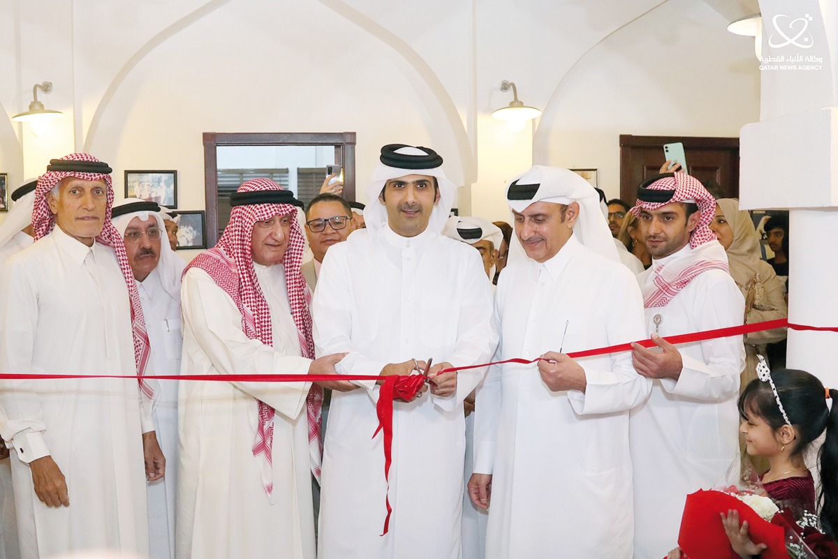 Minister of Culture H E Sheikh Abdulrahman bin Hamad Al Thani opening the exhibition.
