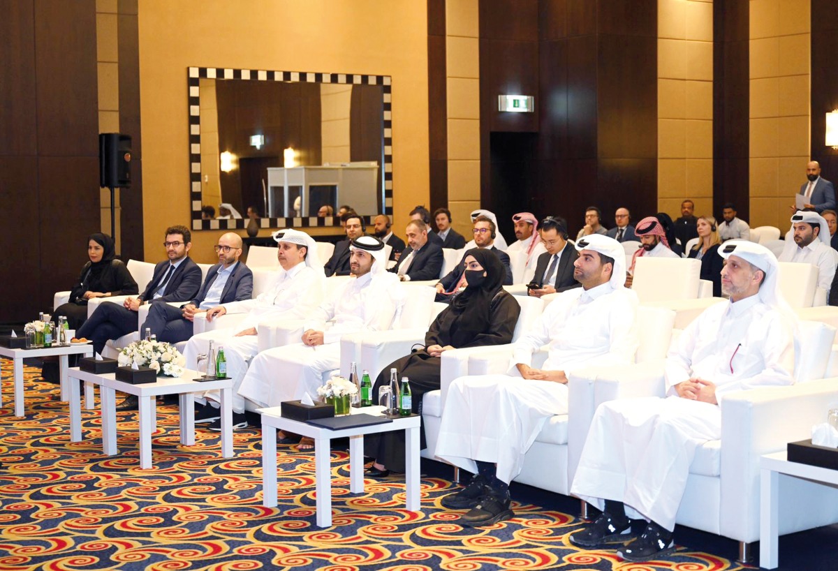 Assistant Undersecretary of National Manpower Affairs in the private sector at the Ministry of Labour, Sheikha Al Badi and CEO of Invest Qatar, Sheikh Ali Alwaleed Al Thani with other officials during the event. 