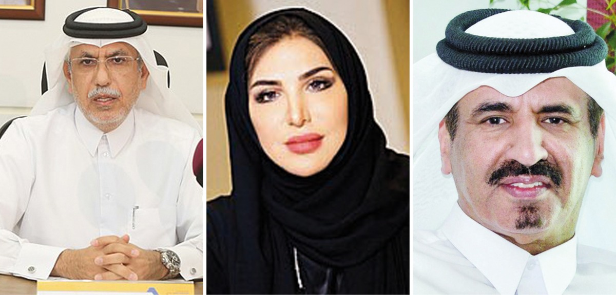 From left: Deputy CEO of Dar Al Sharq and Editor-in-Chief of Al Sharq newspaper Jaber Salem Al Harami; Dr. Buthaina Hassan Al Ansari, author of ‘The Power of the State - Economic Indicators for the State of Qatar’, and Qatar Chamber First Vice Chairman, Mohamed bin Ahmed bin Twar Al Kuwari