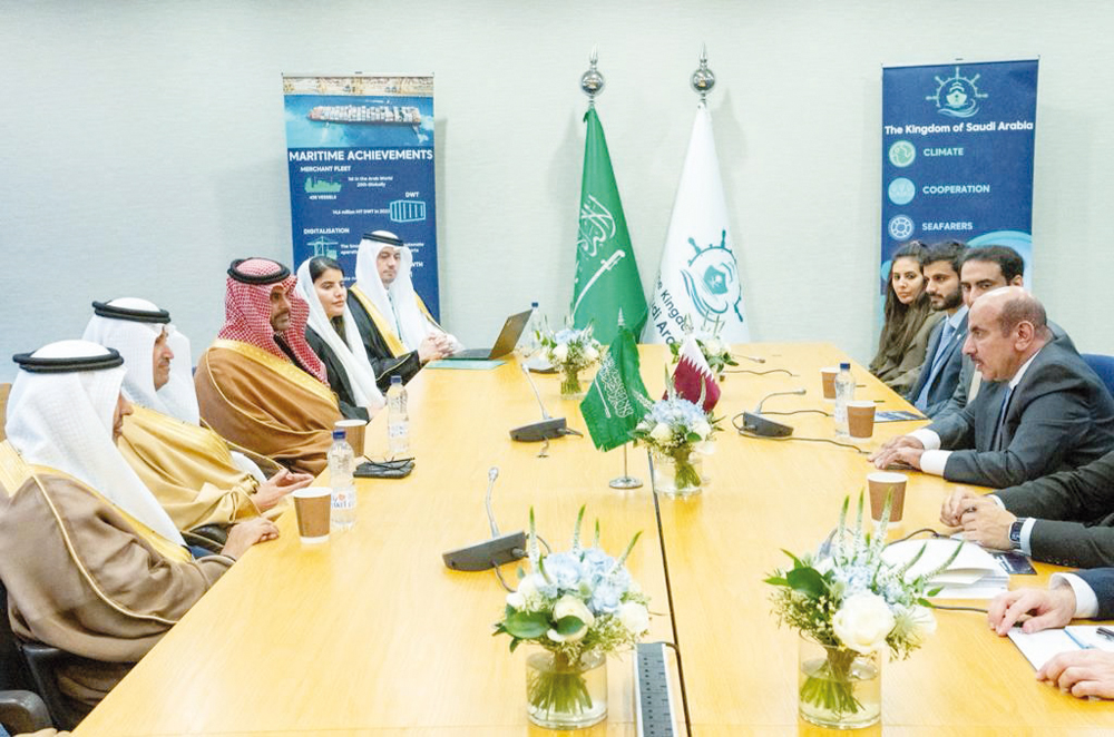 Minister of Transport H E Jassim Saif Ahmed Al Sulaiti during a meeting with Minister of Transport and Logistic Services of Saudi Arabia H E Eng Saleh bin Nasser Al Jasser in London.