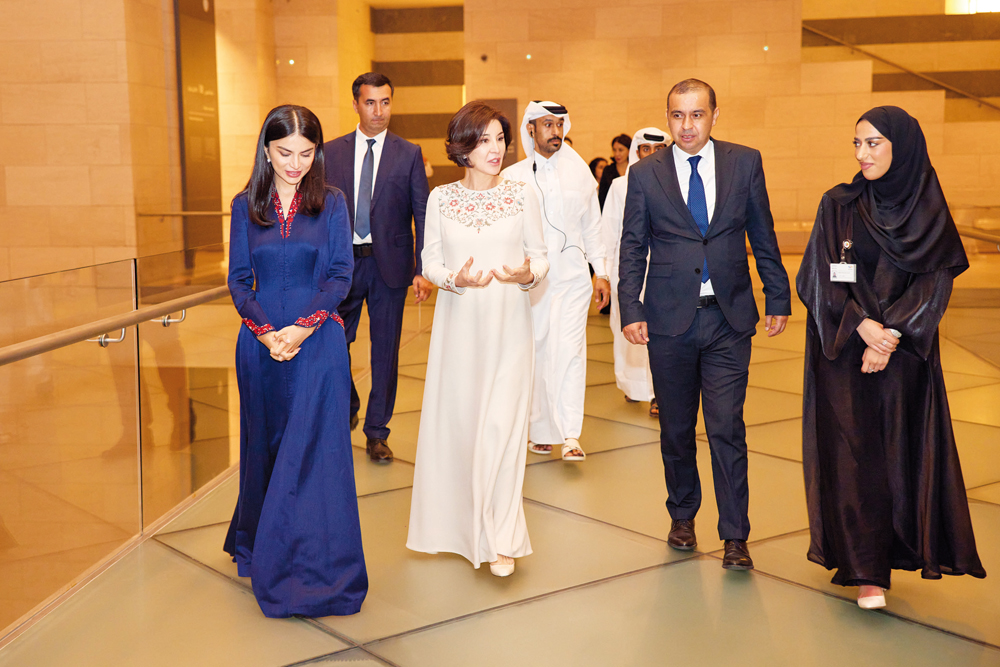 First Lady of Uzbekistan H E Ziroatkhon Hoshimova and other officials during her visit to the Museum of Islamic Art. 