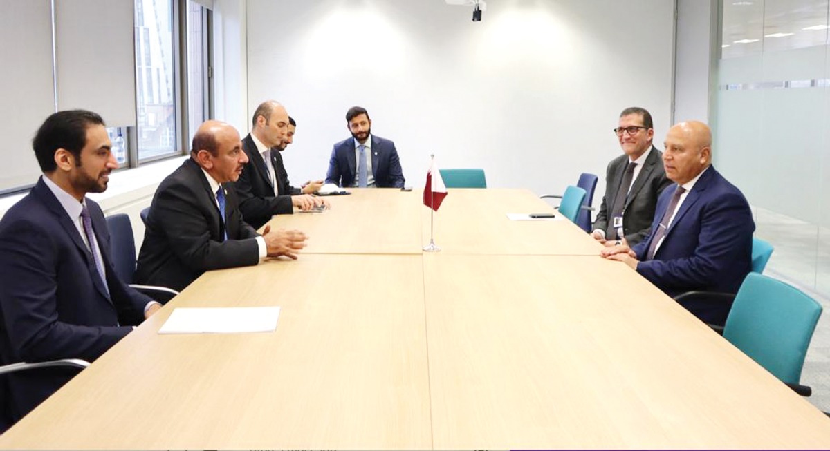 Minister of Transport H E Jassim Saif Ahmed Al Sulaiti meeting with Minister of Transport of Egypt Vice Admiral Eng  Kamel Elwazir in London. 