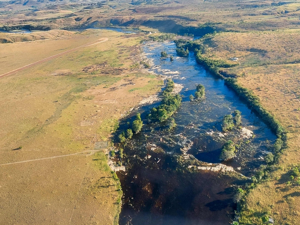 Aerial view of the Rupununi Savannah in western Guyana, near the border with Brazil and Venezuela, taken on April 12, 2023. (Photo by Martin SILVA / AFP)
