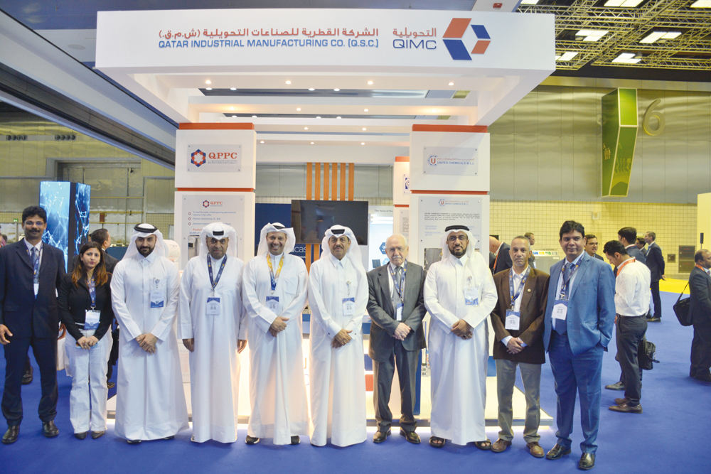 CEO of Qatar Industrial Manufacturing Company and Vice Chairman of the Board of Directors of Qatar Plastic and Wooden Products Company Abdul Rahman Al Ansari along with other officials during the GPCA Forum at QNCC.