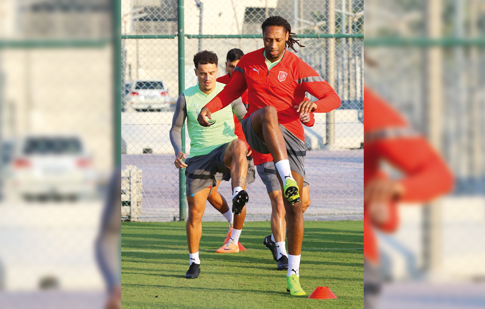 Al Duhail players during a training session ahead of Al Wakrah match.