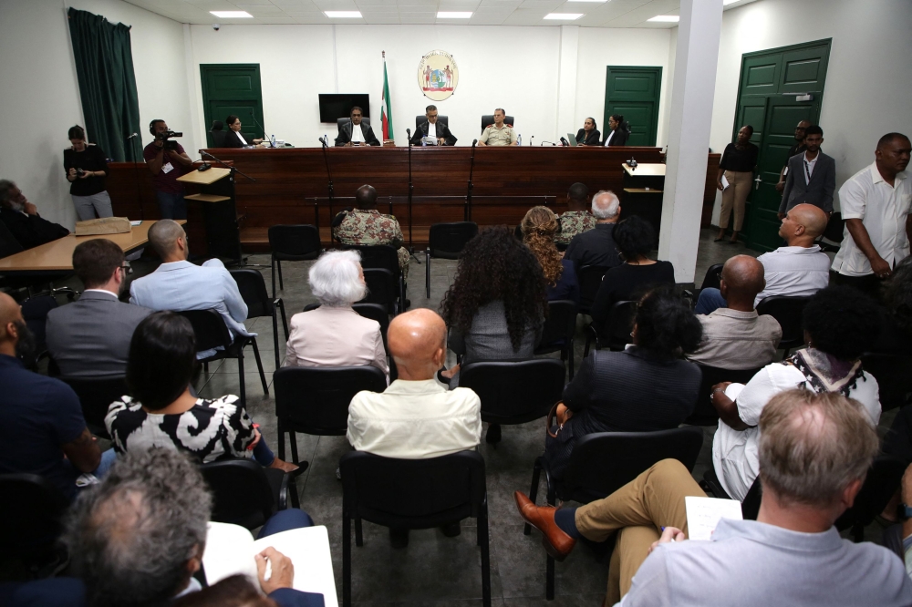 General view of the Surinamese Court of Justice during the sentence against former President Desi Bouterse in Paramaribo, on December 20, 2023. (Photo by Ranu Abhelakh / AFP)