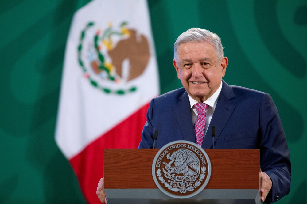 File Photo: Mexican President Andres Manuel Lopez Obrador holds his first news conference following a coronavirus disease (COVID-19) infection, at the National Palace in Mexico City, Mexico, on February 8, 2021. 
